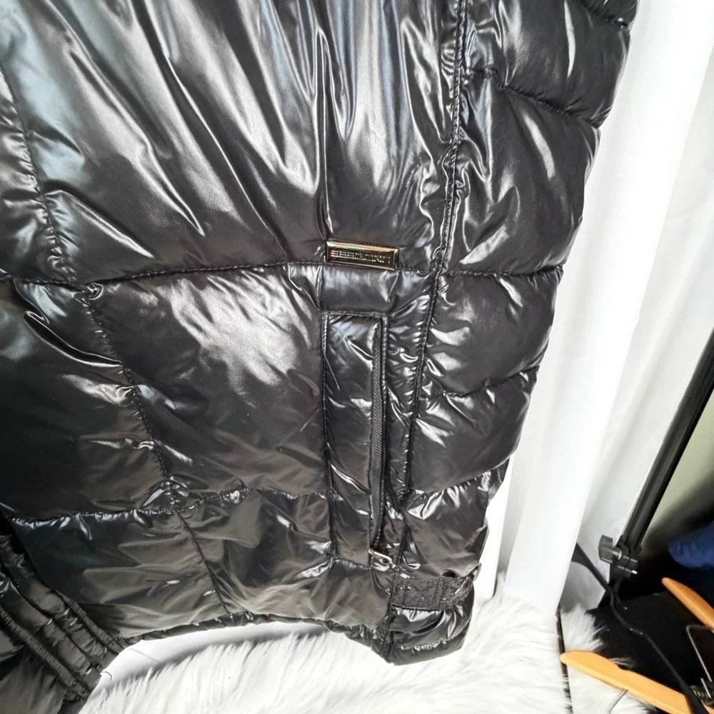 Sean John Mens High Shine Lacquer Black Puffer Vest Quilted Full Zip XXL RN54163
